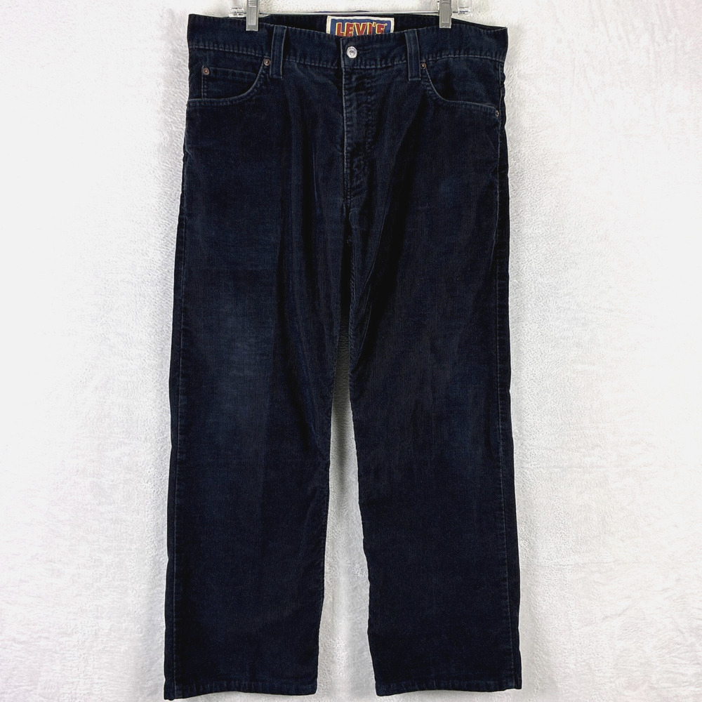 VTG Levis 549 Pants Mens 36x32 (36x30) Black Corduroy Low Loose Baggy Skate Y2K